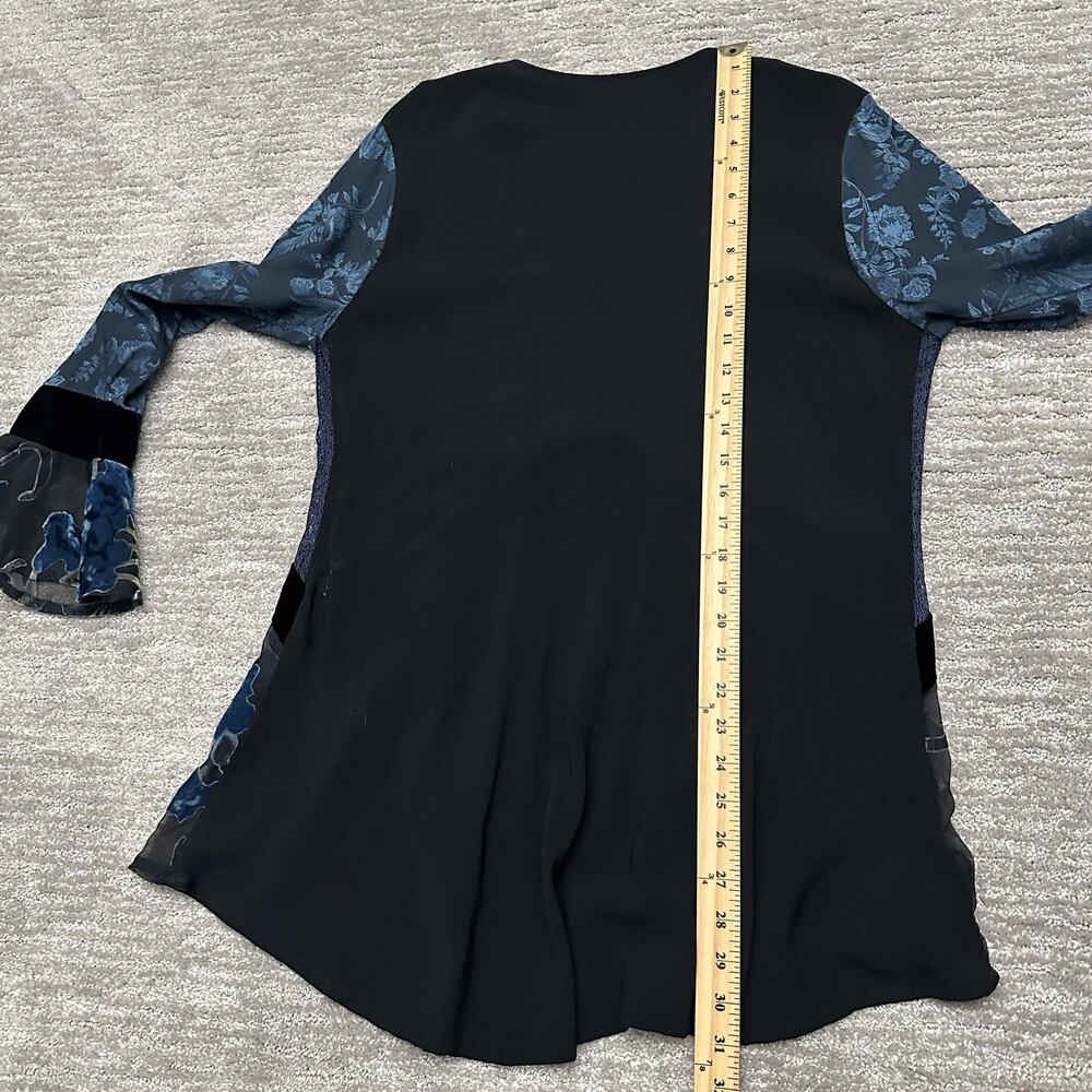 Spencer Alexis Dress Jacket Set Womens 6 Black Blue Velvet Floral Boho Formal - Picture 16 of 16